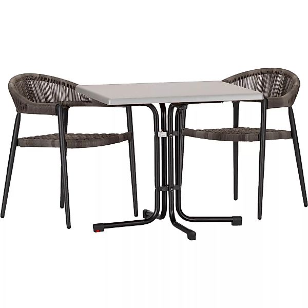 Acamp Set 2x Sessel Brooklyn 1x Tisch Piazza 80 cm x 80 cm Anthrazit-Inox günstig online kaufen