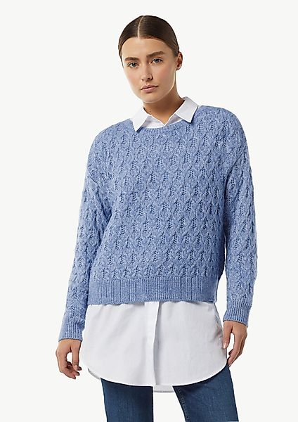 comma Longpullover Strickpullover Zopfstrickpullover aus Wollmix günstig online kaufen
