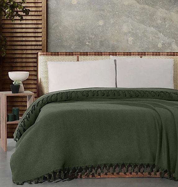 Wohndecke Wohndecke Classic in Olivgrün 100% günstig online kaufen