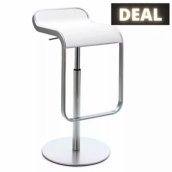 lapalma LEM S80 Barhocker | Ledersitz weiss | Gasfeder chrom | Gestell weiß günstig online kaufen