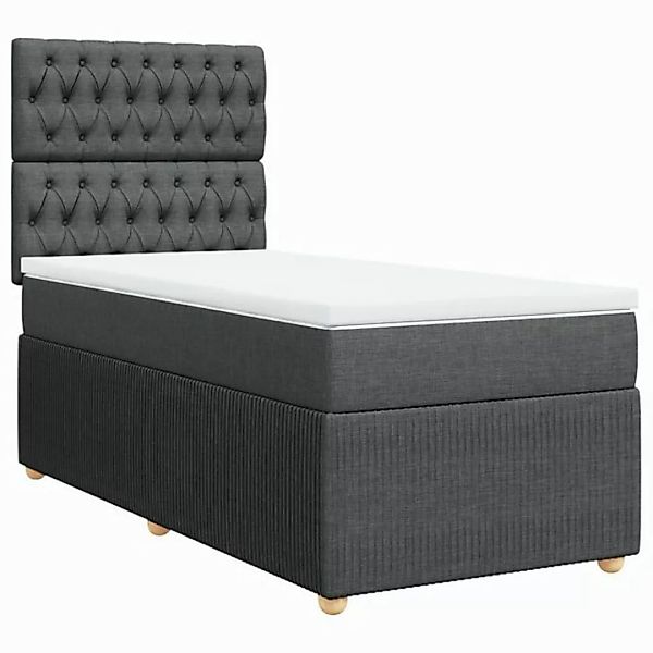 vidaXL Boxspringbett Boxspringbett mit Matratze Dunkelgrau 90x200 cm Stoff günstig online kaufen