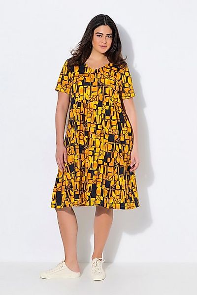 Ulla Popken Midikleid Jerseykleid Sonnen V-Ausschnitt Halbarm günstig online kaufen