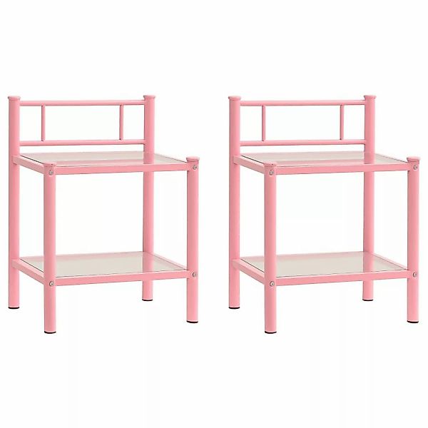 Nachttische 2 Stk. Rosa Transparent Metall Und Glas günstig online kaufen