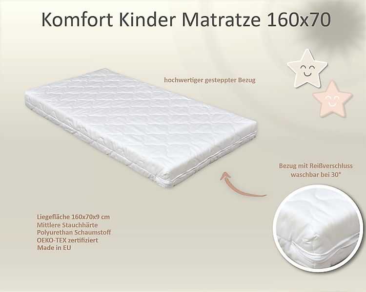 Kindermatratze Kindermatratze 160x70 cm, Baby-Delux, 9.00 günstig online kaufen