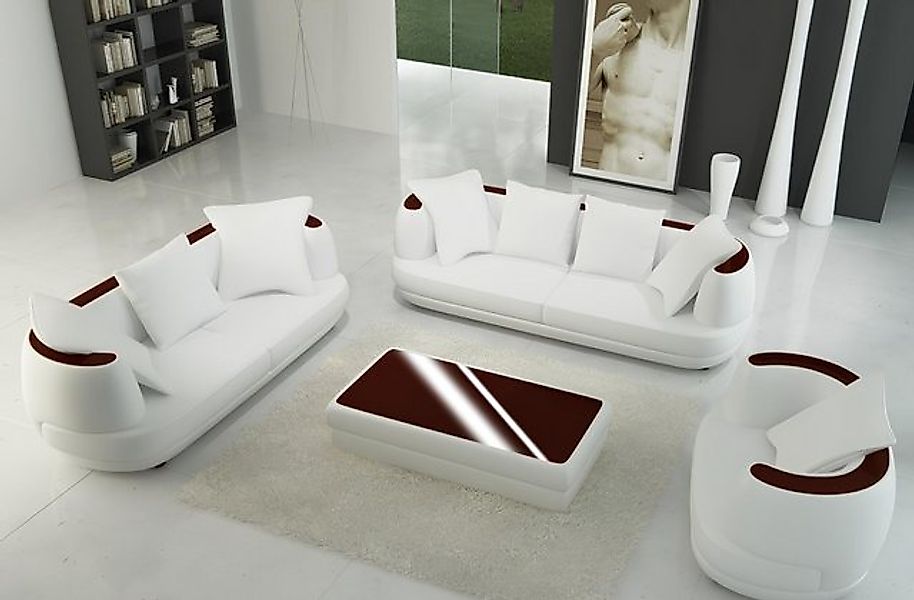 Xlmoebel Sofa Designer Ledersofa Garnitur 3+2+1 Couchgarnitur Sofas Couch, günstig online kaufen