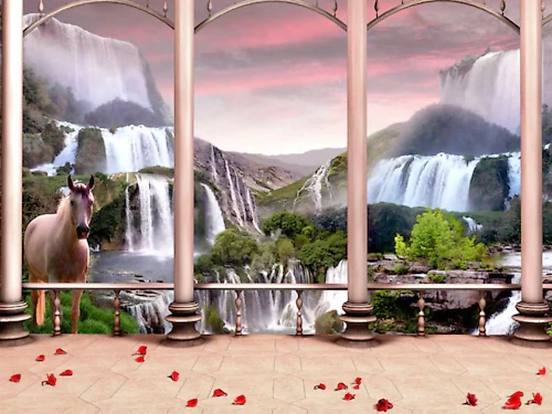 Papermoon Fototapete »Fantasiewelt mit Wasserfällen« günstig online kaufen