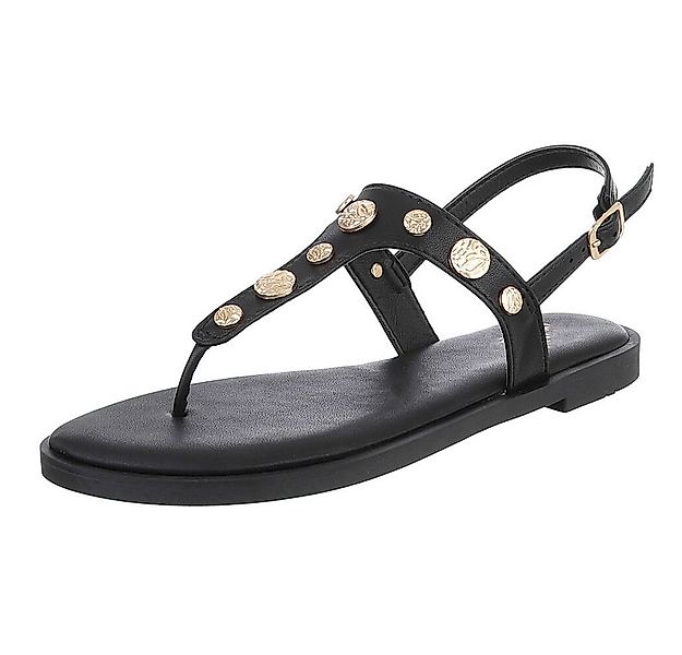 Ital-Design Elegante Sandalen mit goldenen Details für Damen Zehentrenner ( günstig online kaufen