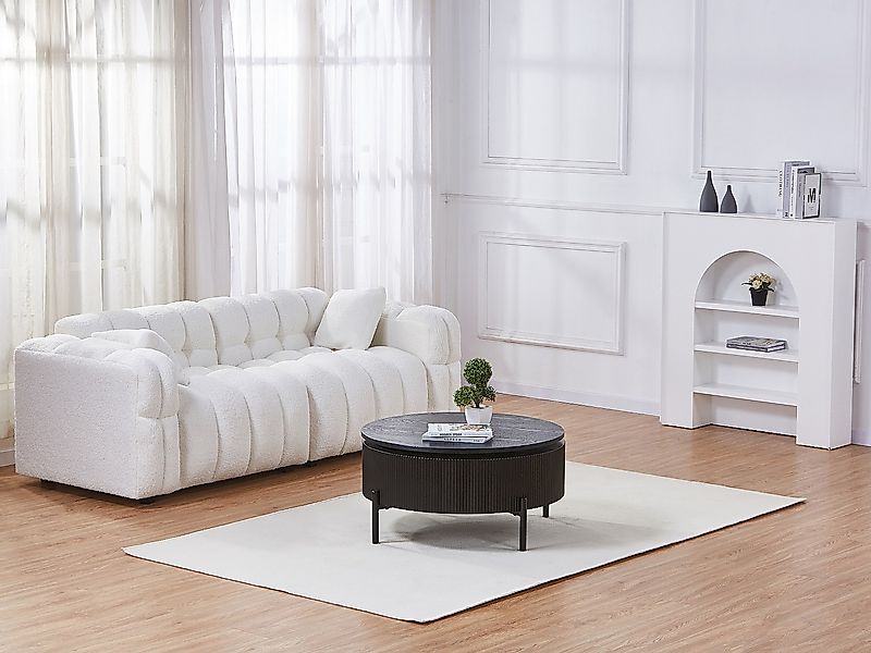 Couchtisch mit drehbarer Tischplatte - Eschenfurnier - Schwarz - NORVANE günstig online kaufen