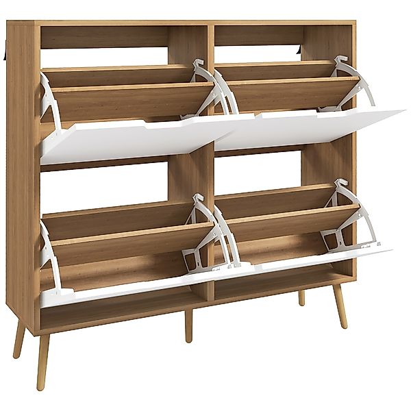HOMCOM Schuhschrank 4 Klappen, Schuhablage 16 Paare, mit verstellbarem Rega günstig online kaufen
