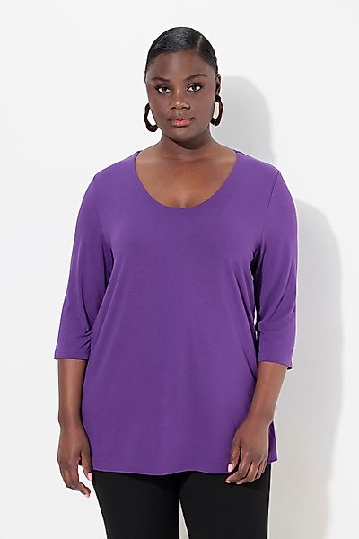 Ulla Popken T-Shirt Shirt tiefer Rundhalsausschnitt günstig online kaufen