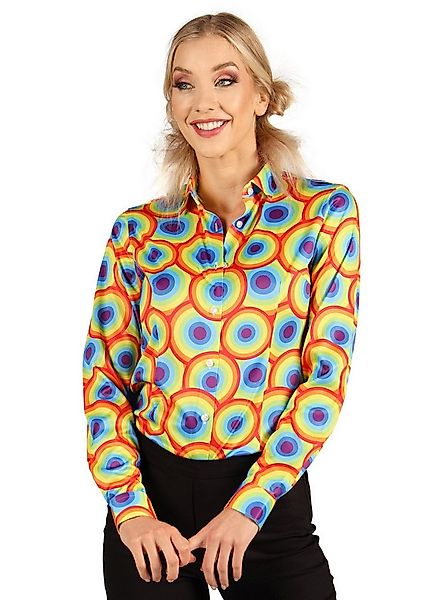 thetru Hippie-Kostüm 70er Bluse Rainbow Dots, Für Schlager- und Mottopartys günstig online kaufen