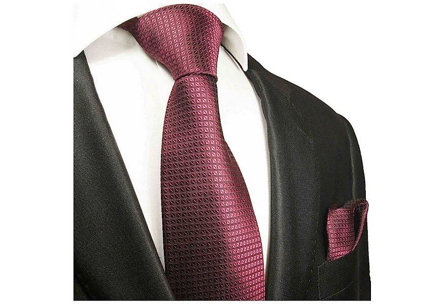 Paul Malone Krawatte Herren Seidenkrawatte mit Tuch modern uni Waffelmuster günstig online kaufen