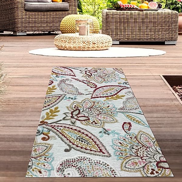 Carpetia Outdoorteppich Teppich Outdoor Wohnzimmer Blumen günstig online kaufen