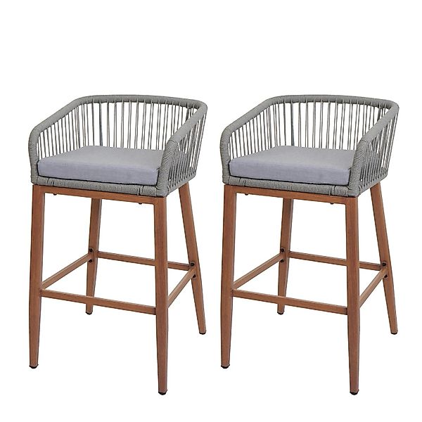 Proregal 2er-Set Rope-Barhocker HxBxT 92x51x53 cm Sitzhöhe 76cm Hellgrau Ki günstig online kaufen