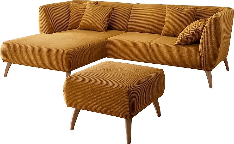 INOSIGN Ecksofa »Colori L-Form«, Holzfußfarbe wählbar, inkl. 4x Zierkissen günstig online kaufen