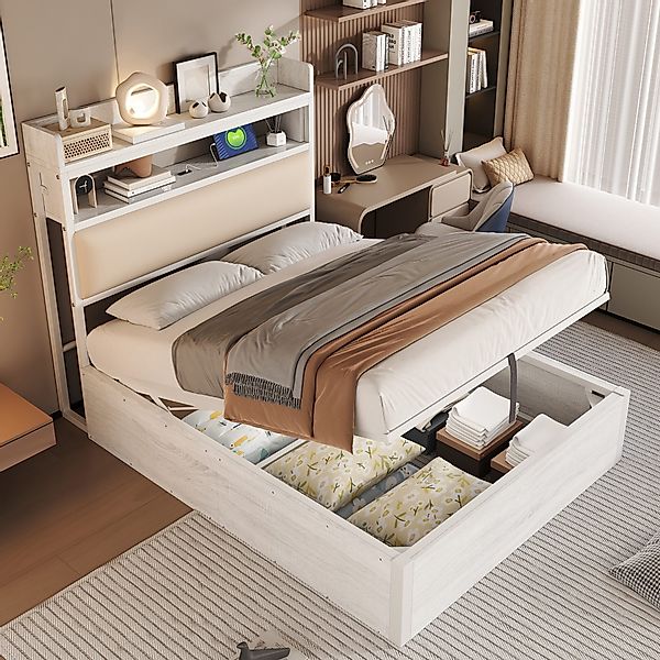 Ulife Polsterbett Hydraulisches Stauraumbett mit USB, günstig online kaufen
