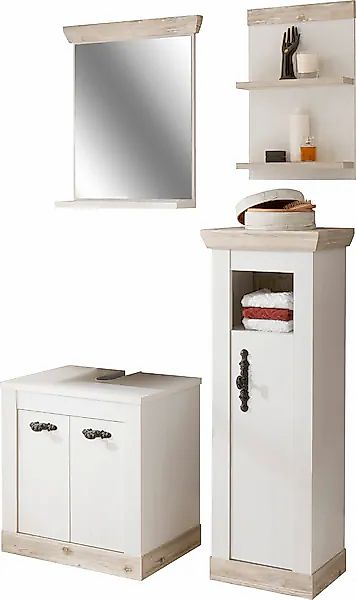 Home affaire Badmöbel-Set »Florenz, Bad im Landhausstil, 4-teiliges Badezim günstig online kaufen