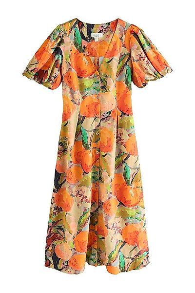 Next Midikleid Durchgeknöpftes Midikleid mit Leinen Puffärmel (1-tlg) günstig online kaufen