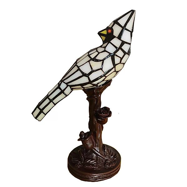 Tischlampe 5LL-6102N Vogel, creme Tiffany-Stil günstig online kaufen
