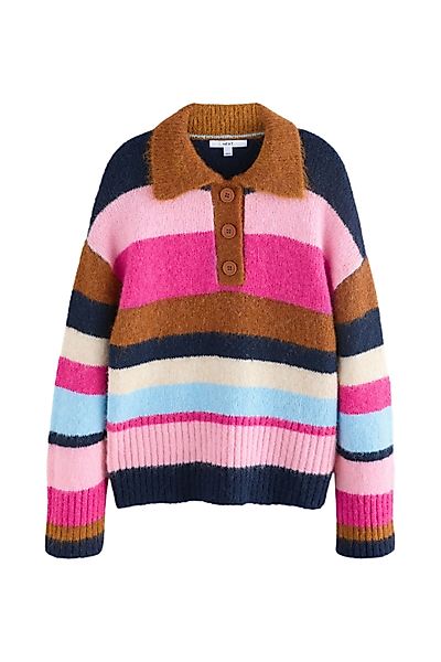 Next Polokragenpullover Gestreifter Polo-Strickpullover mit Kragen günstig online kaufen