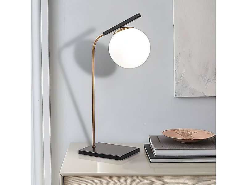 Tischleuchte Art Déco - Metall & Glas - 25 x 55 cm - Schwarz - YILDIZ günstig online kaufen