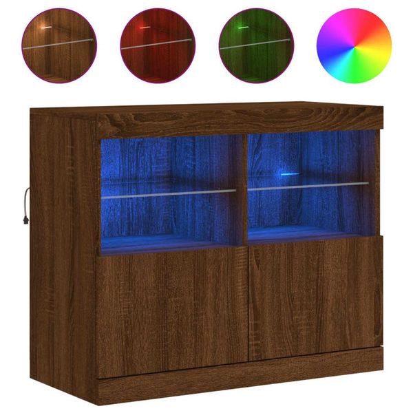 vidaXL Sideboard Sideboard mit LED-Leuchten Braun günstig online kaufen