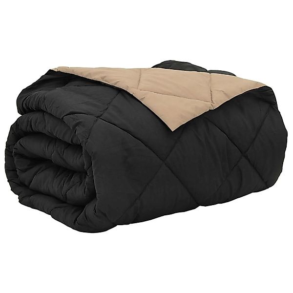vidaXL Sommerdecke Schwarz und Taupe 200 x 200 cm Mikrofaser 42025491 günstig online kaufen