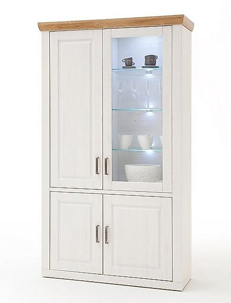 expendio Vitrine Bruneck 5 Pinie weiss 118x210x40 cm Landhausstil montiert günstig online kaufen