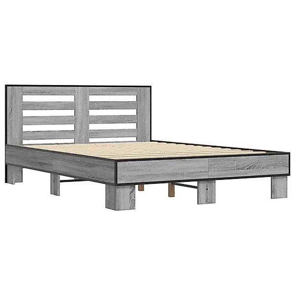 vidaXL Bettgestell Grau Sonoma 120x200 cm Holzwerkstoff und Metall 3280110 günstig online kaufen