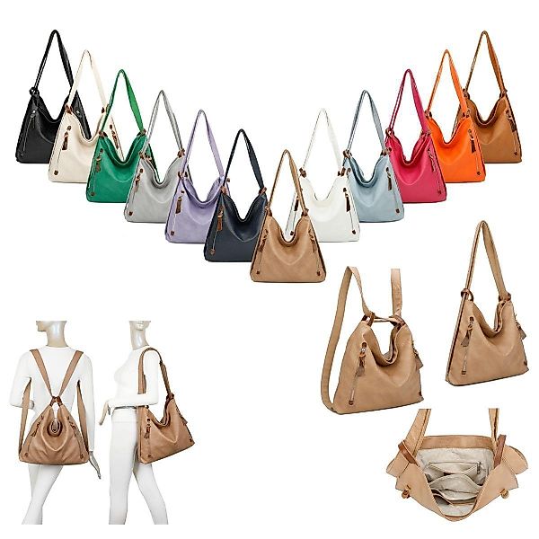 ITALYSHOP24 Schultertasche Damen Rucksack Handtasche Schultertasche, günstig online kaufen