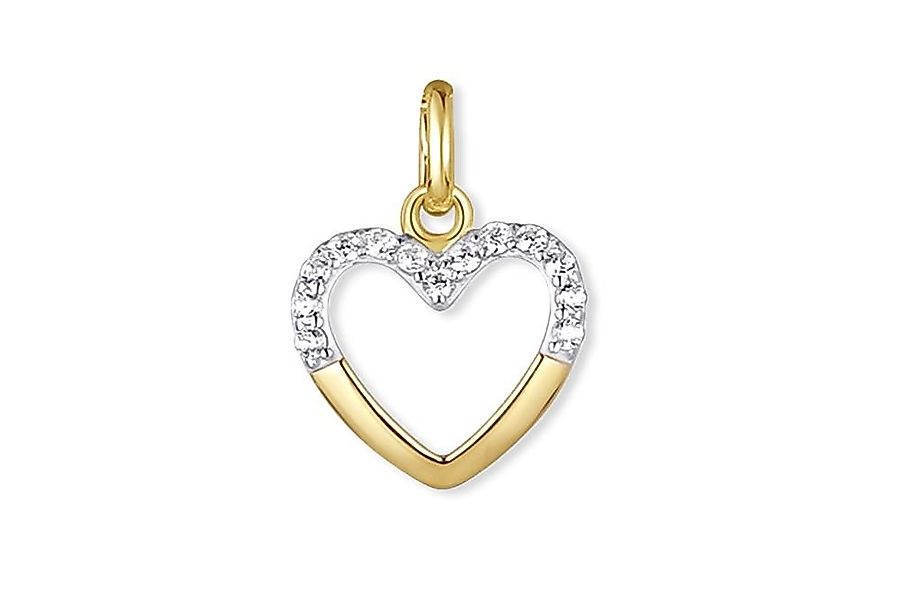 Silberkettenstore Kettenanhänger Anhänger Herz mit Zirkonia - 333 Gold günstig online kaufen