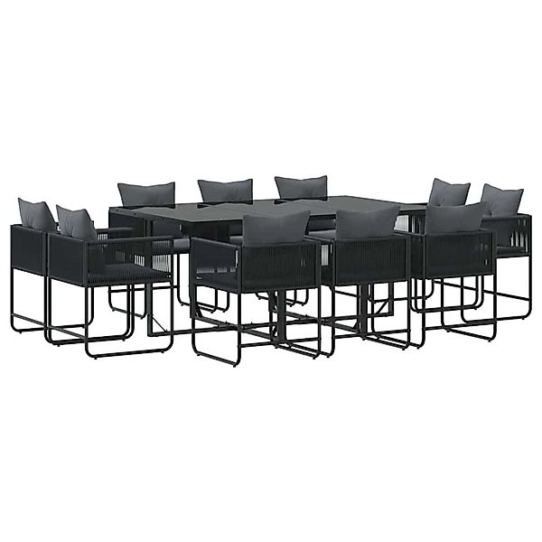 vidaXL Garten Essgruppe 11-Tlg Schwarz Stahl 3335884 günstig online kaufen