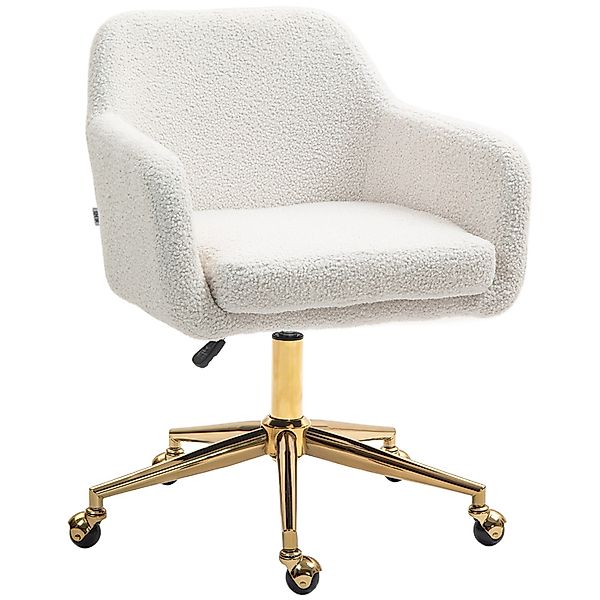 HOMCOM Bürostuhl Polyester Schaumstoff Cremeweiß 60L x 61B x 79-88H cm günstig online kaufen