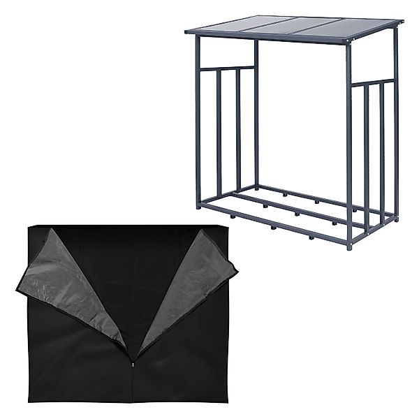 ML-Design Metall Kaminholzregal Anthrazit XL 143x70x145 cm mit Schutzhülle günstig online kaufen