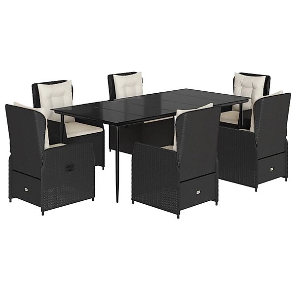 vidaXL 7-Tlg Garten-Essgruppe mit Kissen Schwarz Poly Rattan 3262831 günstig online kaufen