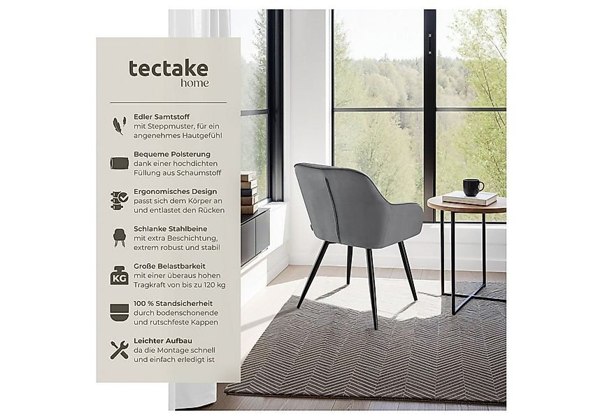 tectake Esszimmerstuhl Stuhl Marilyn, Samtoptik, gesteppt (Set, 1 St), Extr günstig online kaufen