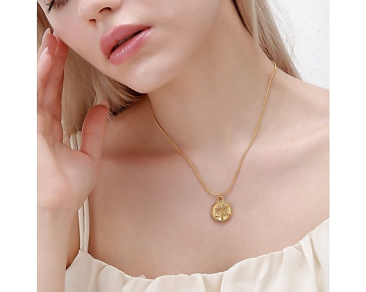 KARMA Kette mit Anhänger Halskette Sternzeichen Anhänger Gold Edelstahl (Ed günstig online kaufen