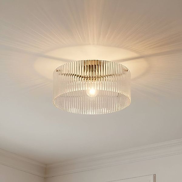 Lucande Deckenleuchte Meritt, messing/klar, Ø 40 cm, Glas günstig online kaufen