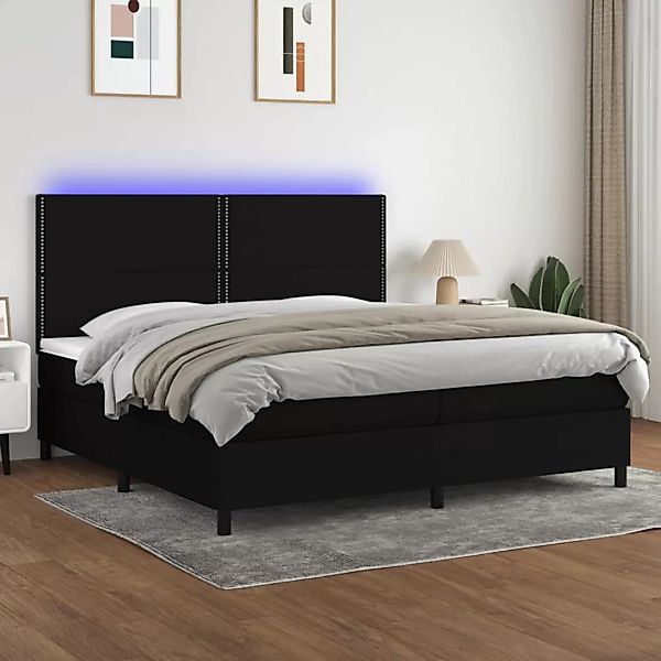 Vidaxl Boxspringbett Mit Matratze & Led Schwarz 200x200 Cm Stoff günstig online kaufen