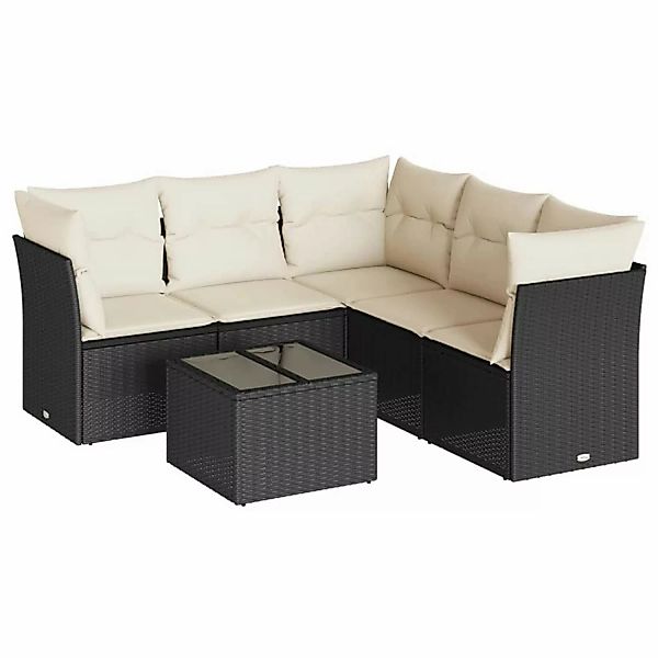 vidaXL 6-tlg Garten-Sofagarnitur mit Kissen Schwarz Poly Rattan Modell 29 günstig online kaufen