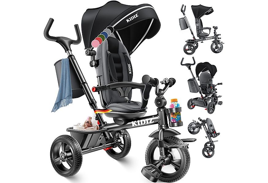 KIDIZ Dreirad, Dreirad 5in1 Kinderdreirad mit Schubstange Lenksystem Stange günstig online kaufen