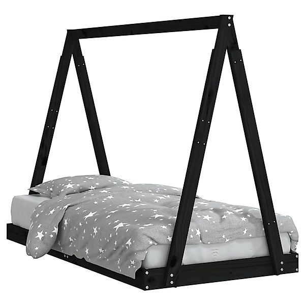 vidaXL Kinderbett Schwarz 80x160 cm Massivholz Kiefer 834530 günstig online kaufen
