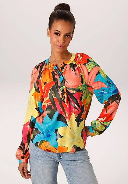 Aniston CASUAL Schlupfbluse mit farbenfrohen, großflächigen Blüten bedruckt günstig online kaufen