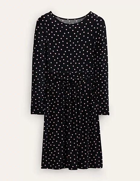 Abigail Jersey-Kleid Damen Boden, Schwarz und Milchshake, Gepunktet günstig online kaufen