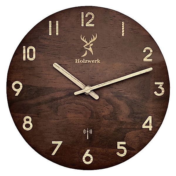 Holzwerk Funkwanduhr moderne Designer Loft Funk günstig online kaufen