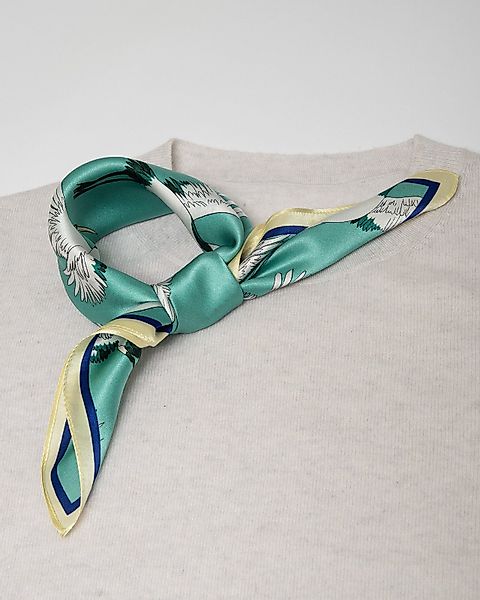 MayTree Seidentuch quadratisch Kranich 53x53, Nickituch, Bandana-Schal, (St günstig online kaufen