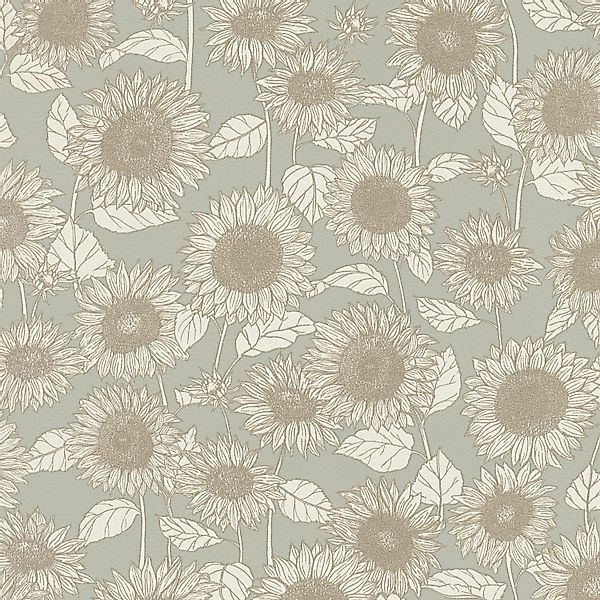 PROFHOME 376852-GU Blumen Tapete Floral schimmernd Beige Grau Creme 0,53 m günstig online kaufen