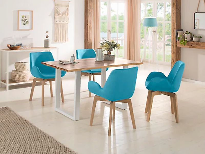 Home affaire Esstisch »Melody«, Akazienholz, mit Metallfußgestell Breite 14 günstig online kaufen