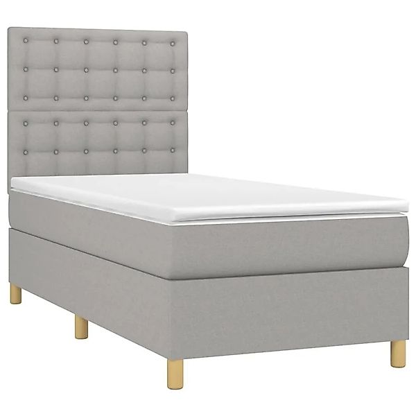 vidaXL Boxspringbett mit Matratze & LED Hellgrau 90x190 cm Stoff 3135717 günstig online kaufen
