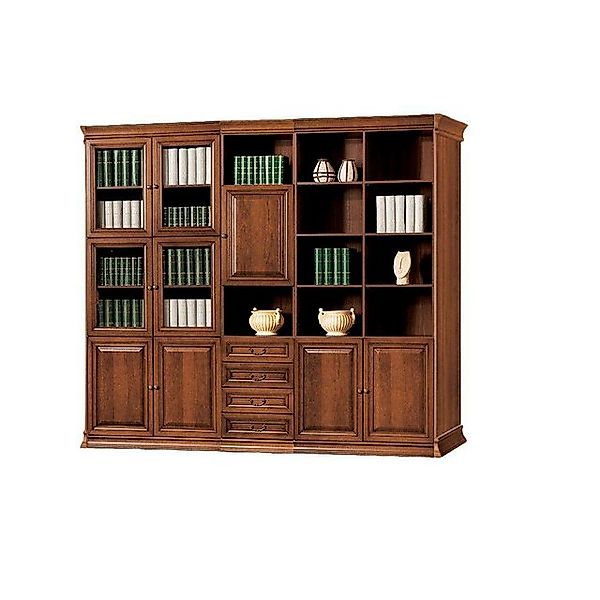 JVmoebel Aktenschrank Stilvoller Brauner Büroschrank Massivholzregale Glast günstig online kaufen